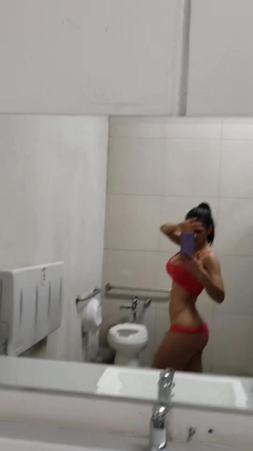 Anabella Galeano Bathroom Mirror Fingering