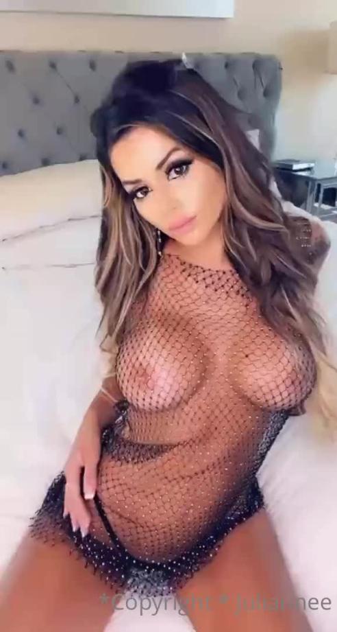 Juli Annee Nude See Through Fishnet Lingerie