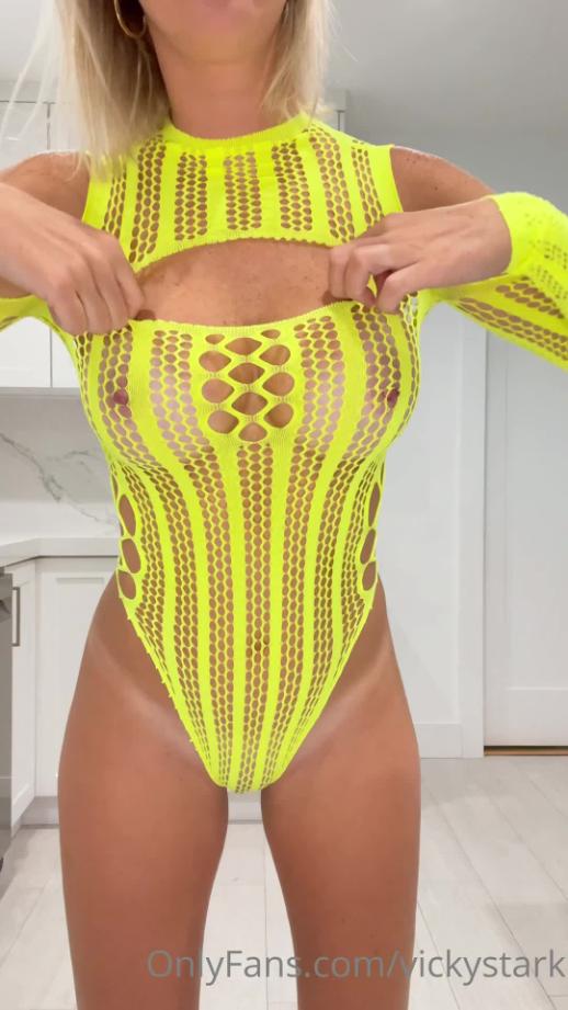 Vicky Stark Nude Mesh Outfits Try-On