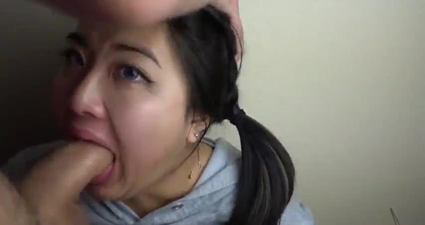 Young Asian Teen Gives A Face Fucking Blowjob